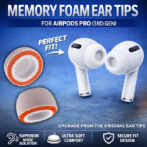 Silicone Ear Tips W/ Orange Memory Foam FOR Apple Airpods Pro 3 (3rd Gen... - $10.97