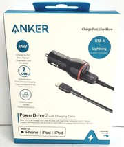 ANKER PowerDrive 24W 2 port with 6FT USB-A - Lightning Cable - £13.00 GBP