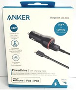 ANKER PowerDrive 24W 2 port with 6FT USB-A - Lightning Cable - £13.75 GBP