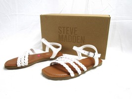 Steve Madden Georjia Girls White w Brown Sandals, Little Kid Sz 13 Flat Footwear - £23.74 GBP