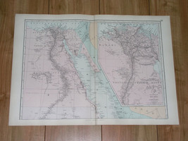 1891 Antique Map Of Egypt / Sinai Peninsula / Nile Delta / Cairo / Africa - £16.74 GBP