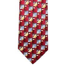 Ermenegildo Zegna 100% Silk Necktie Tie Red Cream Floral Tie 3.75&quot; Wide - $33.87