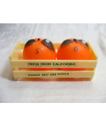 Vintage Plastic Oranges S&amp;P Shakers in Plastic Basket Made in Hong Kong ... - $24.74