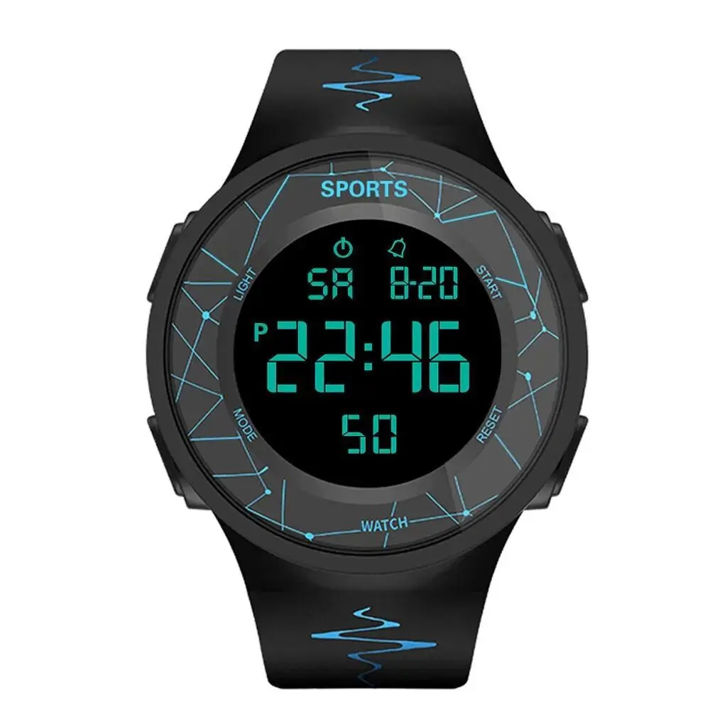 Men&#39;s Sport Watch Round Dial LED Digital Watches Luminous Waterproof Mul... - £11.99 GBP
