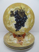 I. Godinger Email de Limoges Pinot Noir Set Of Four 10 1/4&quot; Grapes Plates Unused - £38.71 GBP