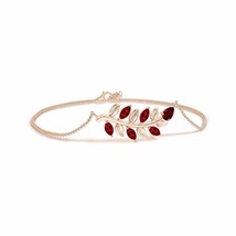ANGARA Pear and Marquise Ruby Olive Branch Bracelet for Women in 14K Solid Gold - £1,544.59 GBP