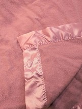 Vintage Lands End Coming Home Blanket Pink rose Double Satin Trim Merino... - $120.00