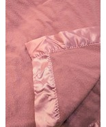 Vintage Lands End Coming Home Blanket Pink rose Double Satin Trim Merino... - $120.00