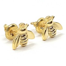 Bee Stud Earrings 14K Yellow Gold Plated Solid Silver Women&#39;s Women&#39;s Day Gift - £63.03 GBP