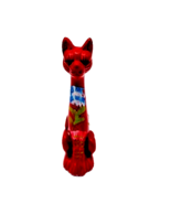 Cat Ceramic Hand Painted Figurine Long Necked Tall Made in Portugal - $19.79