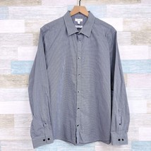 Calvin Klein Infinite Cool Non Iron Button Front Shirt Gray Gingham Mens XL - £15.81 GBP