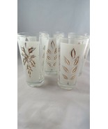 Set 4 Vintage Frosted Gold Leaf Tumblers . Drinking Glasses. MCM - $280.60 MXN