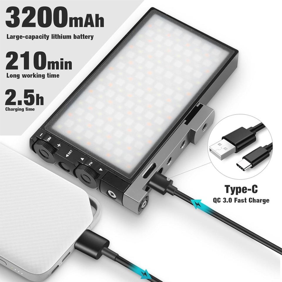 Professional G1s RGB Video Light - Strong 210min Battery & Color Temp 2500-8500K Item image 7