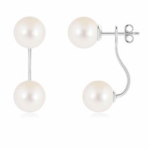 ANGARA 8mm Two Stone Freshwater Pearl Front Back Earrings in Silver for Women - £134.36 GBP