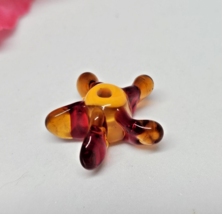 Artisan Lampwork Glass Bead Red Yellow Orange Star Designer Flower Bead - $8.95