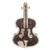 Amazing Luxury Pop Violin Crystal Evening Bags Party Handbags Diamond Clutch Bag - £97.23 GBP