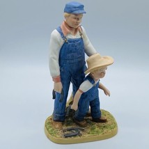 Homco Denim Days Horseshoes Figurine #8808 Danny &amp; Dad Retired 1985 with tag - £15.73 GBP