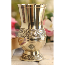 Pure Brass Glass / Tumbler With Embossed Mughlai Goblet Design - £20.05 GBP+