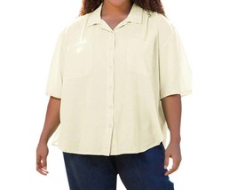 On The Plus Side cotton short sleeve collar shirt - plus in Arctic White - £47.82 GBP