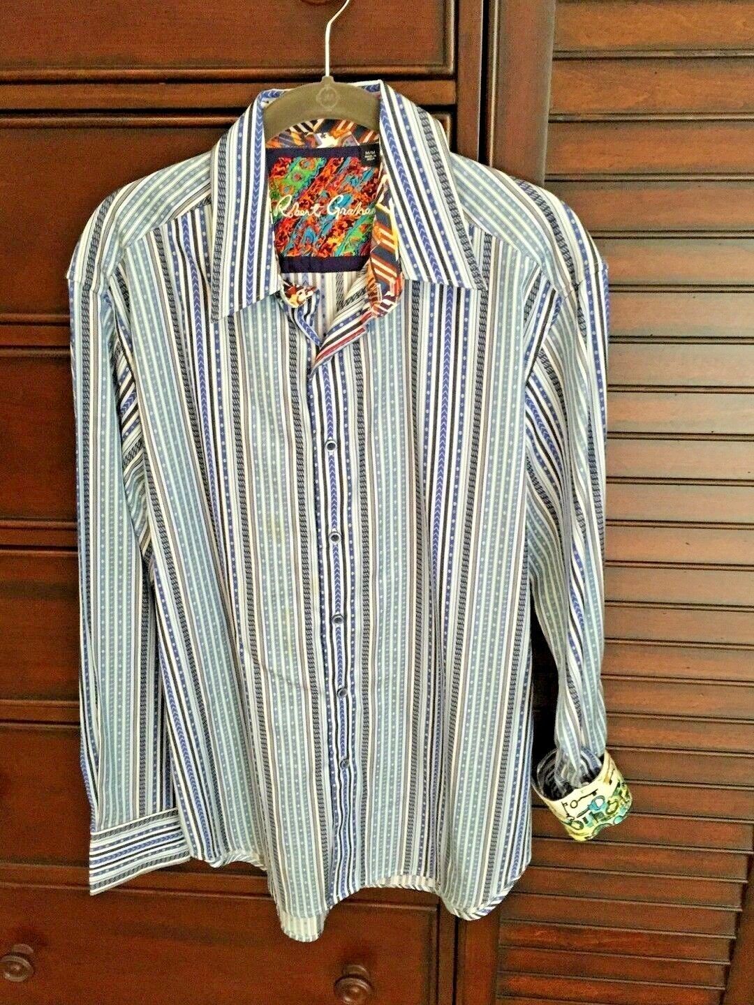 Robert Graham Light Green Striped Long Sleeve Shirt Size Medium - $95.00
