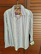 Robert Graham Light Green Striped Long Sleeve Shirt Size Medium - $1,808.46 MXN