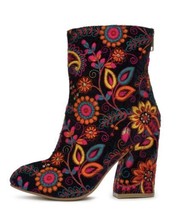 NAUGHTY MONKEY Navy Funky Embroidered Heeled Ankle Books Zip up Colorful 7.5 - £35.23 GBP