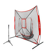 Height Adjustable Batting Tee+ 7X7 Baseball Training Net W/ Strike Zone ... - £78.46 GBP