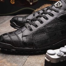 Bari Genuine Lizard Fashion Sneaker Patchwork Design Black image 8