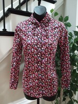 Liberty Women&#39;s Multi Floral Cotton Collared Drawstring Button Down Shir... - £20.39 GBP