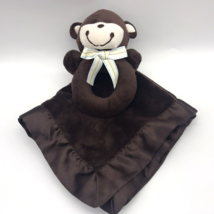 Carter&#39;s Monkey Lovey Rattle Security Blanket Satin Binding Soother Lovie NuNu - £11.84 GBP