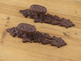 2 Handles Cast Iron LARGE Antique Style FANCY Barn Gate Pull Shed Door H... - £19.65 GBP
