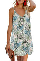 Sky Blue Floral Pattern Buttoned Slip Cami Dress - £13.62 GBP