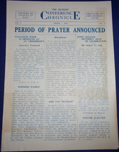 Vintage Detroit Conference Chronicle Period Of Prayer Announced 1932  - $6.99