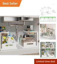 Durable Pull-Out Under Sink Organizer - 2 Tier White Storage for Kitchen... - $96.97