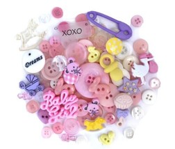 Buttons Galore &amp; More - &quot;Baby Girl&quot; Baby Shower, Crafts, Novelty- 50 buttons! - £6.25 GBP