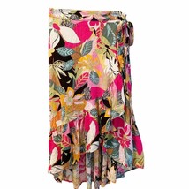 Rachel Roy Multicolor Island Floral Asymmetric Ruffle Hem Wrap Midi Skirt Small - £28.07 GBP