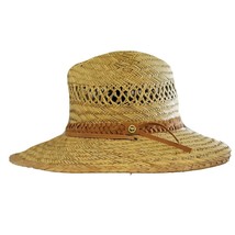 Goldcoast Sunwear Natural Straw Safari Hat Brown Leather Band UPF 50 NEW - $12.28