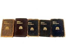 Series of Five Vintage William Shakespeare Pocket Size Books leather cover 1920S - £97.88 GBP