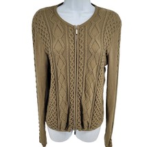 Faconnable Cable Knit Full Zip Sweater Jacket Size XS Brown - $22.72