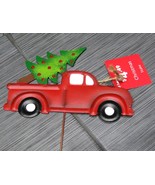 Country Farm Fresh CHRISTMAS Trees Red FORD Truck Painted TIN Lawn Decor - £15.73 GBP
