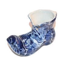 Vtg James Kent Staffordshire England Old Foley Porcelain Shoe Boot Blue - $11.88
