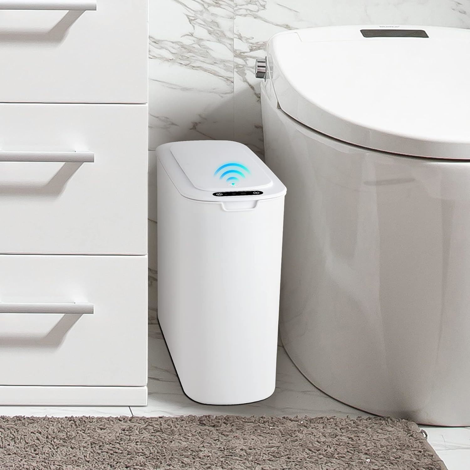 Automatic Motion Sensor Bathroom Trash Can With Lid, 2.6 Gallon Touchless Trash
