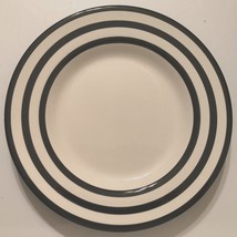 BLACK Strip Accent Circle Round Contemporary Ceramic White Dinner Plate 11&quot; - $8.05