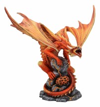 Roaring Red Phoenix Fire Dragon Guarding Egg Hatchling Statue 10&quot;H Anne Stokes - £57.53 GBP