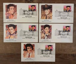 Elvis Presley First Day of Issue 1993 Set of 5 Envelopes w/ Stamps Mint - £11.01 GBP