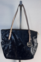 Michael Kors Black Patent Embossed Python Jet Set Tote Bag - $44.54