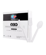 Set of 200 Biodegradable Compostable Disposable Cutlery Pack Fork, Spoon... - $33.94 CAD