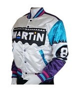 Headgear Classics Satin Jacket Mens XS Martin Lawrence 8 Ball White Teal... - £68.40 GBP