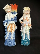 Antique Allemand Porcelaine Paire De Assorti Figurines Garçon Et Fille - £79.12 GBP