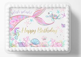 Under the Sea Mermaid Tails Edible Image Birthday Cake Topper Edible Cake Topper - $16.47